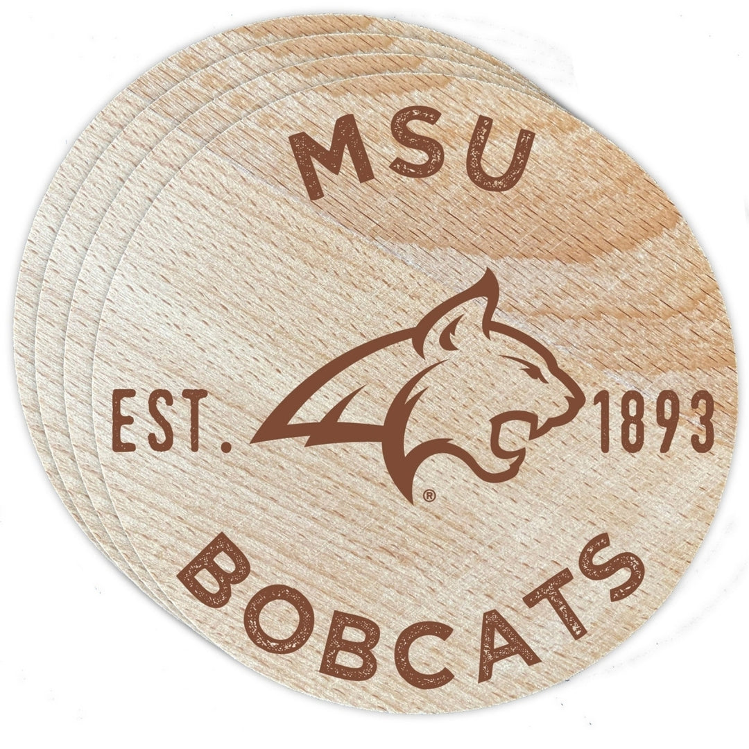 Montana State Bobcats Officially Licensed Wood Coasters (4-Pack) - Laser Engraved Never Fade Design Image 1