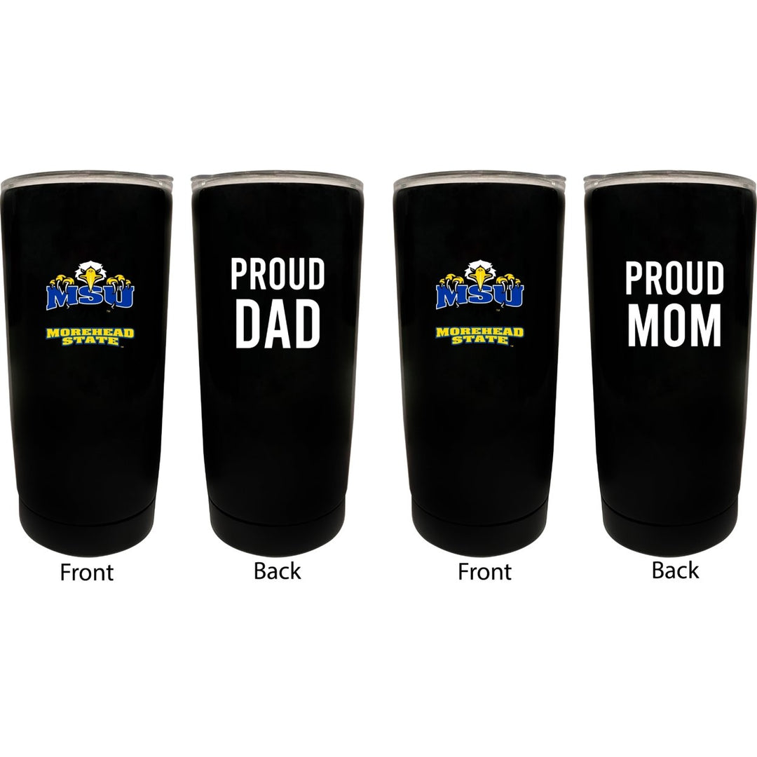 Morehead State University NCAA Insulated Tumbler - 16oz Stainless Steel Travel Mug Proud Mom and Dad Design Black Image 1