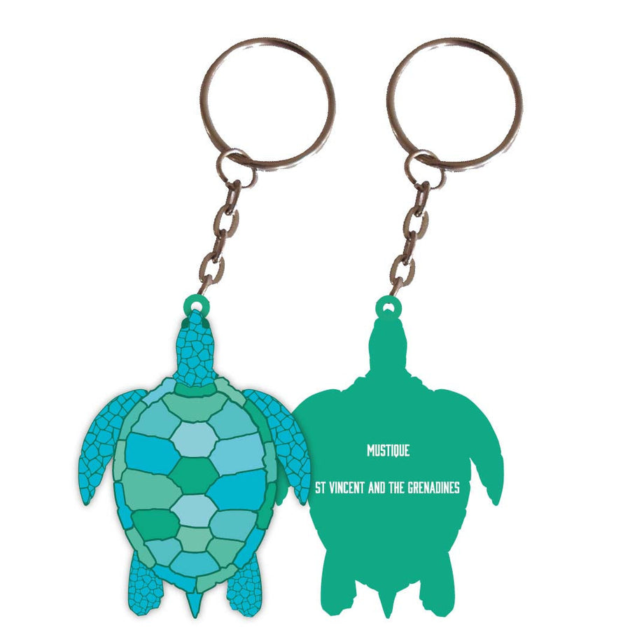 Mustique St Vincent And The Grenadines Turtle Metal Keychain Image 1