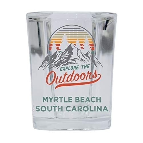 Myrtle Beach South Carolina Explore the Outdoors Souvenir 2 Ounce Square Base Liquor Shot Glass Image 1