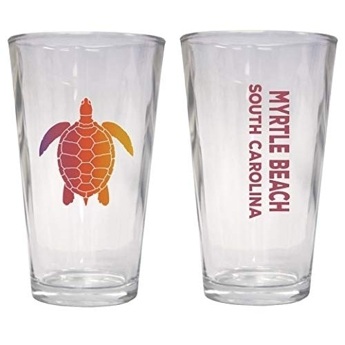 Myrtle Beach South Carolina Souvenir 16 oz Pint Glass Turtle Design Image 1