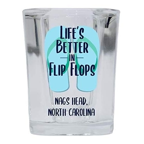 Myrtle Beach South Carolina Souvenir 2 Ounce Square Shot Glass Flip Flop Design 4-Pack Image 1