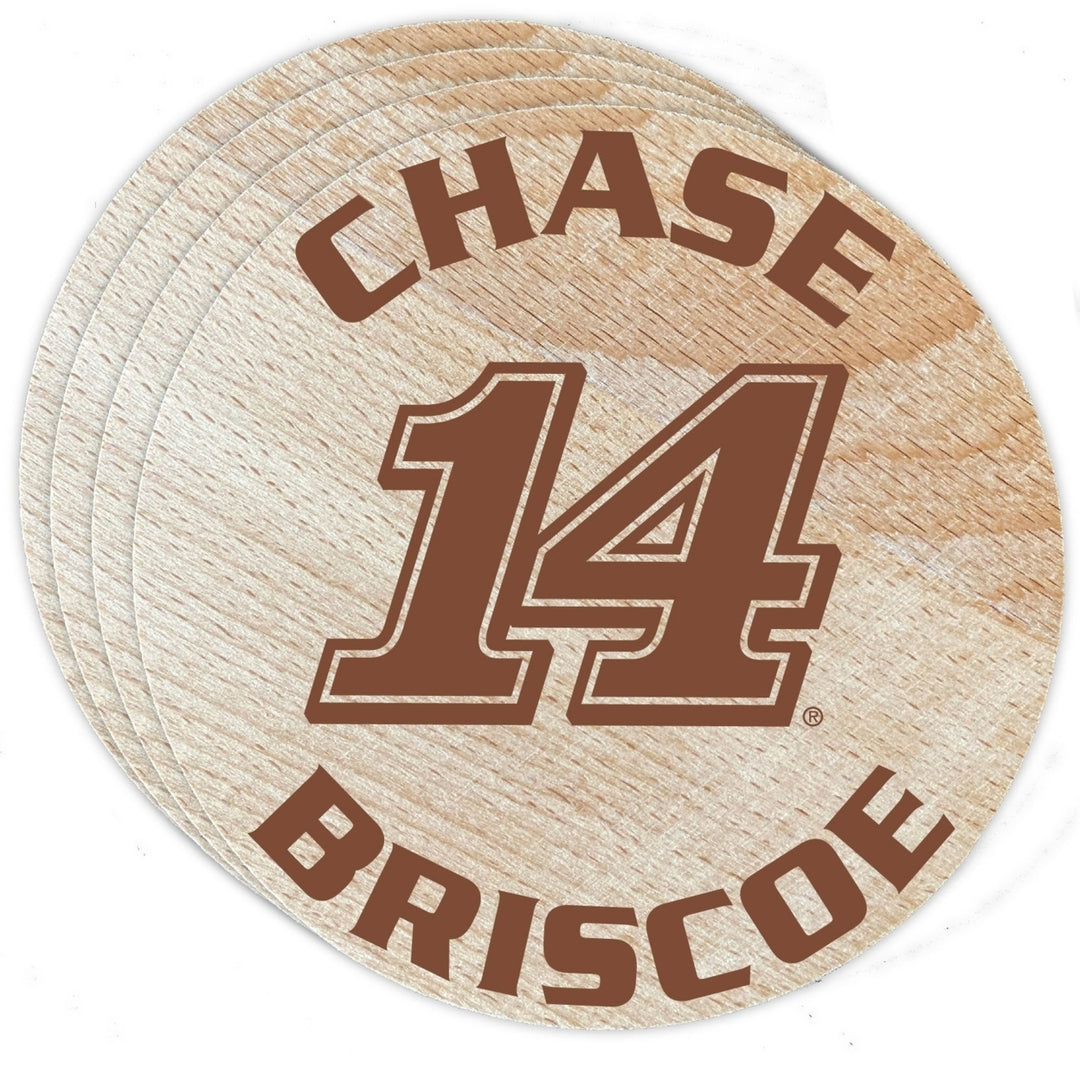 Nascar 14 Chase Briscoe Wood Coaster Engraved 4-Pack Image 1