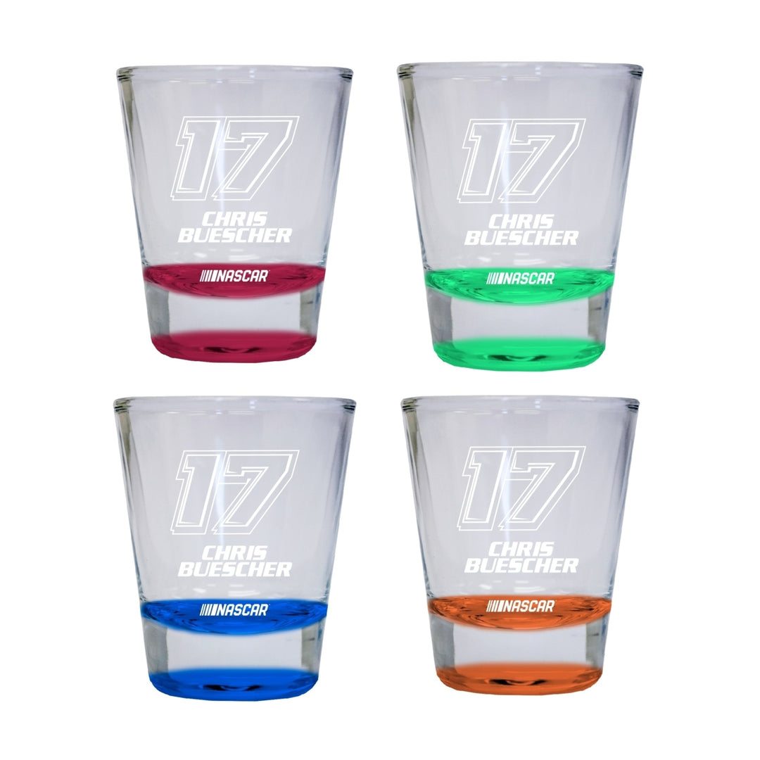 Nascar 17 Chris Buescher Color Etched Shot Glasses For 2022 Image 1