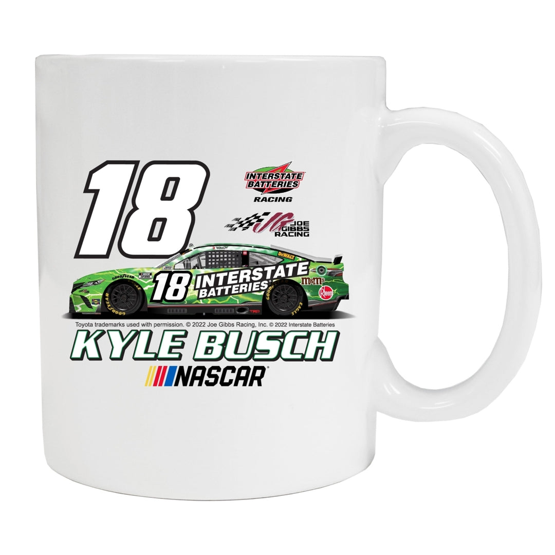 Nascar 18 Kyle Busch Ceramic Mug Car for 2022 (White). Image 1