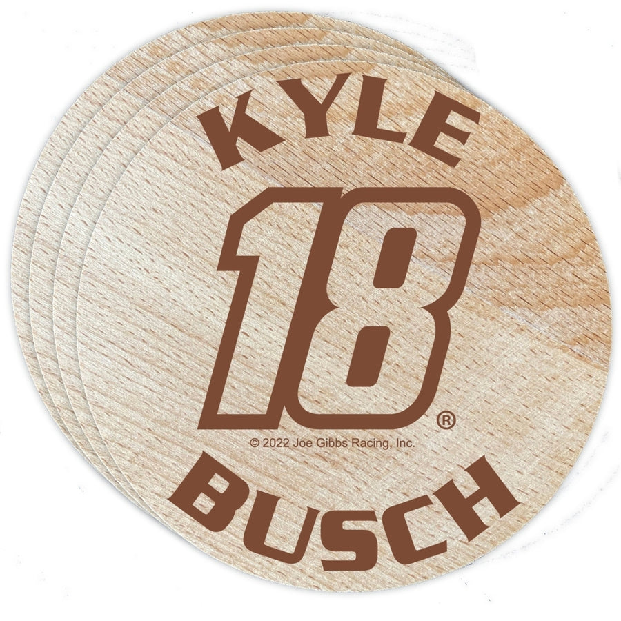 Nascar 18 Kyle Busch Wood Coaster Engraved 4-Pack Image 1