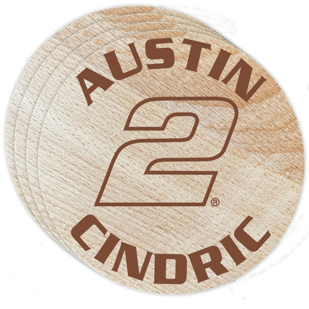 Nascar 2 Austin Cindric Wood Coaster Engraved 4-Pack Image 1