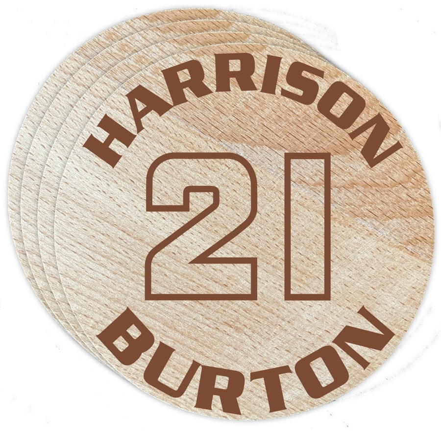 Nascar #21 Harrison Burton Wood Coaster Engraved 4-Pack Image 1