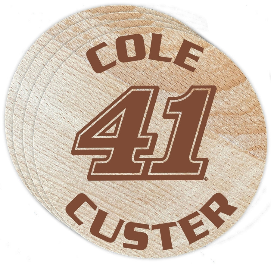Nascar 41 Cole Custer Wood Coaster Engraved 4-Pack Image 1