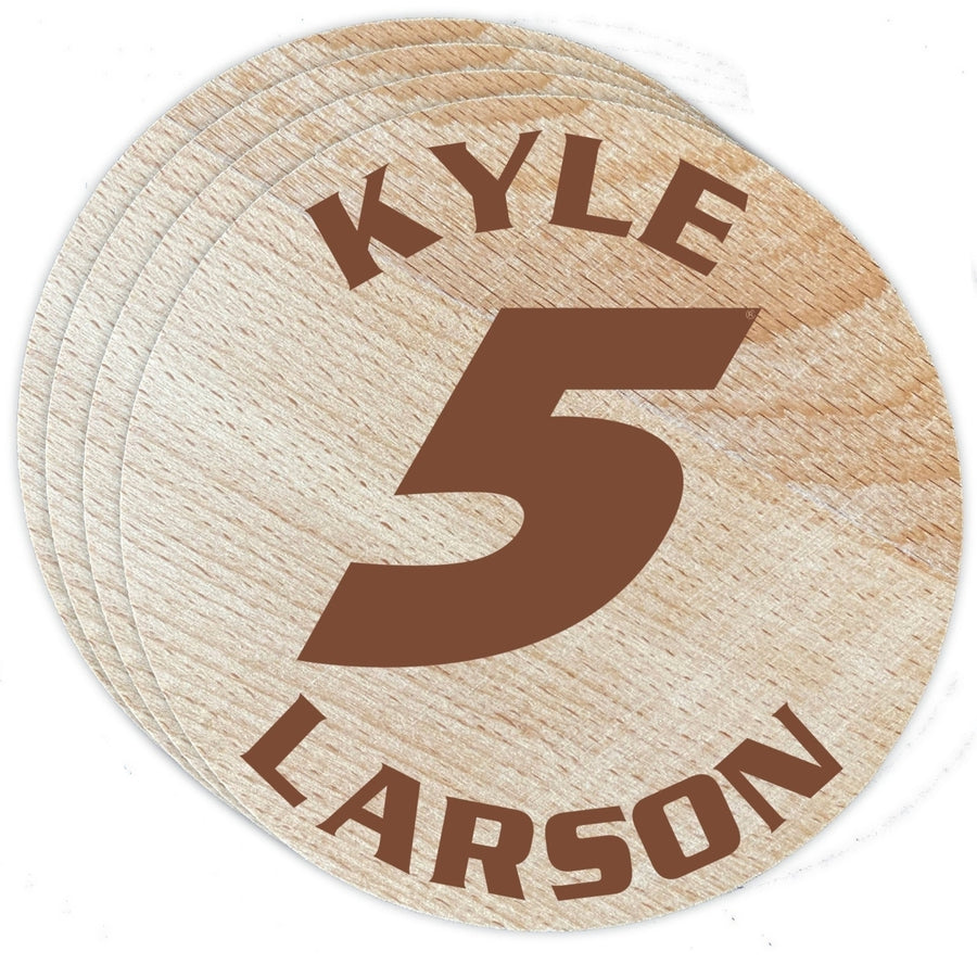 Nascar 5 Kyle Larson Wood Coaster Engraved 4-Pack Image 1