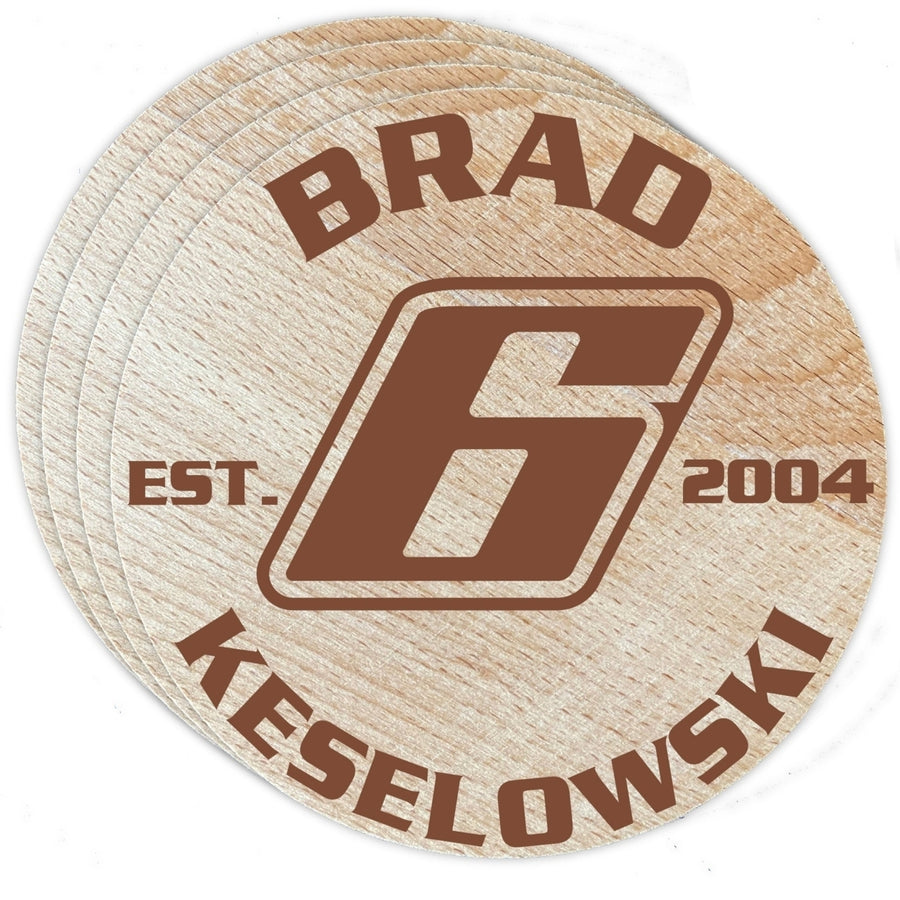 Nascar 6 Brad Keselowski Wood Coaster Engraved 4-Pack Image 1