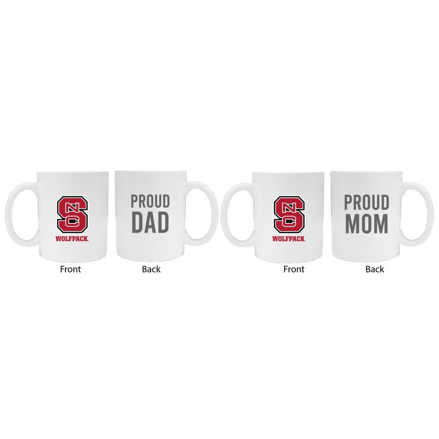 NC State Wolfpack Proud Mom And Dad White Ceramic Coffee Mug 2 pack (White) Image 1