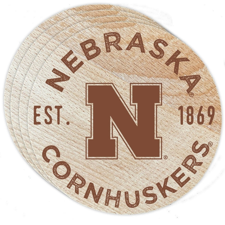 Nebraska Cornhuskers Wood Coaster Engraved 4 Pack Image 1