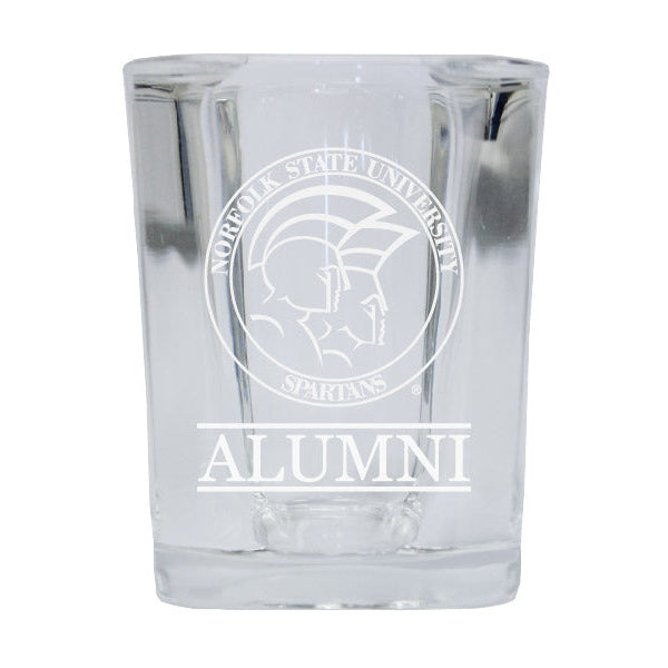 NCAA Norfolk State University Alumni 2oz Laser Etched Square Shot Glass Image 1