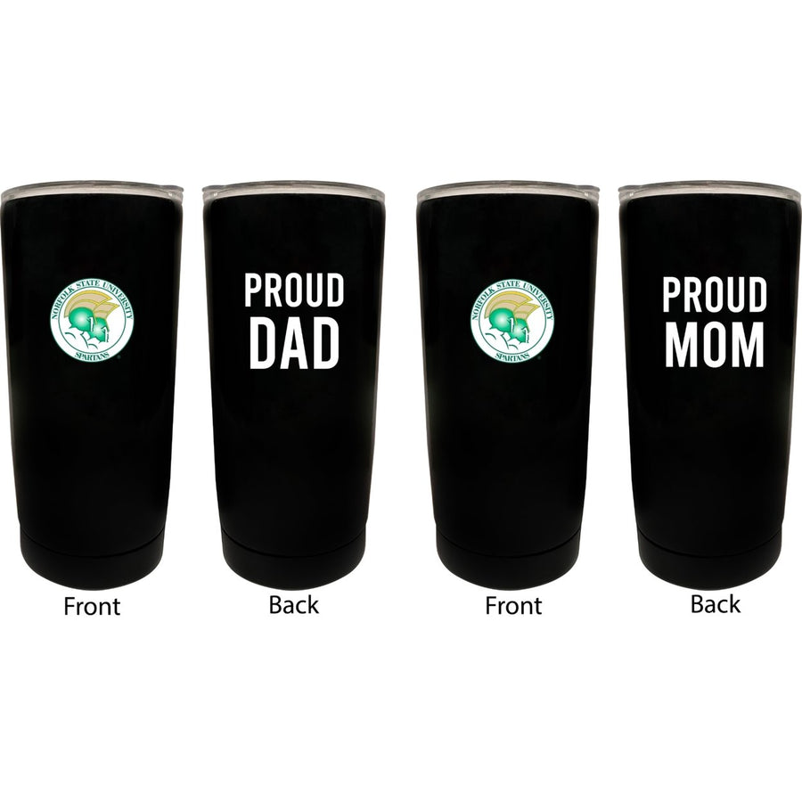 Norfolk State University NCAA Insulated Tumbler - 16oz Stainless Steel Travel Mug Proud Mom and Dad Design Black Image 1