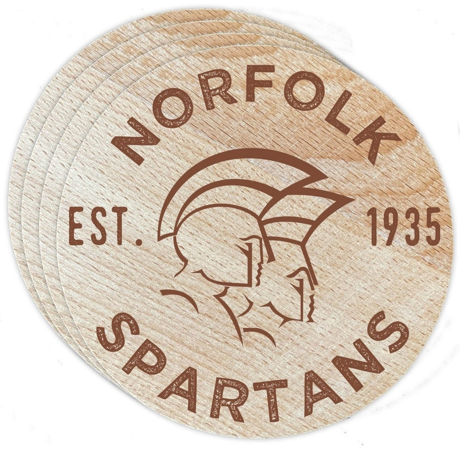 Norfolk State University Officially Licensed Wood Coasters (4-Pack) - Laser EngravedNever Fade Design Image 1