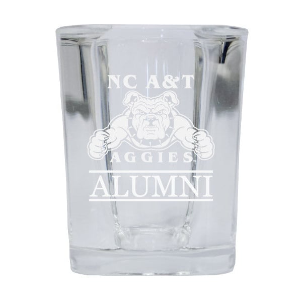 NCAA North Carolina AandT State Aggies Alumni 2oz Laser Etched Square Shot Glass Image 1