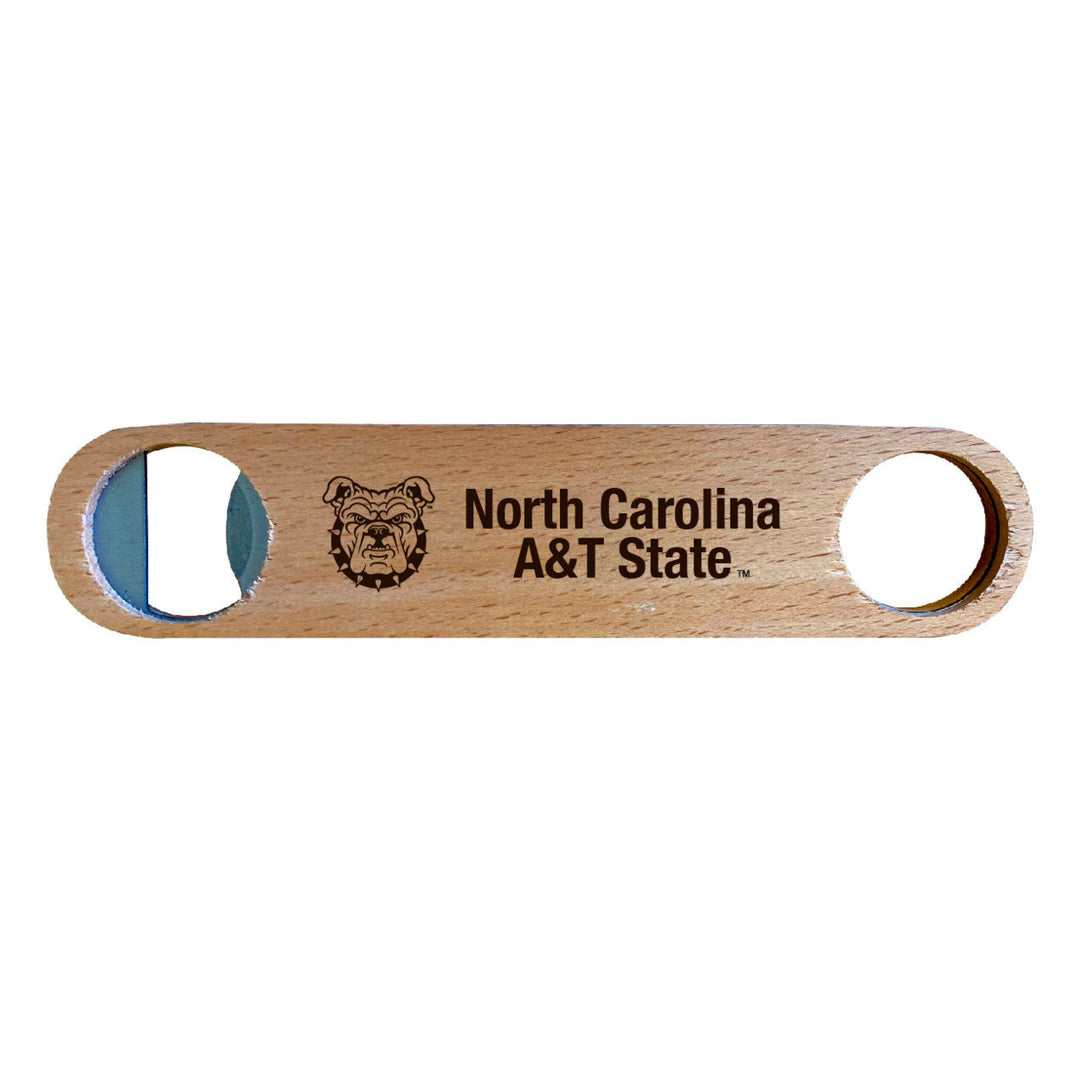 North Carolina AandT State Aggies NCAA Elegant Laser-Etched Wooden Bottle Opener - Collegiate Bar Accessory Image 1