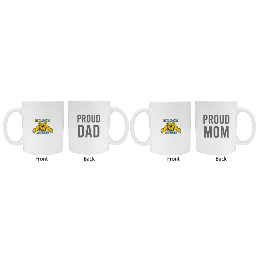 North Carolina AandT State Aggies Proud Mom And Dad White Ceramic Coffee Mug 2 pack (White) Image 1