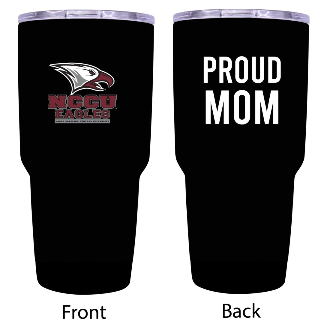 North Carolina Central Eagles Proud Mom 24 oz Insulated Stainless Steel Tumbler - Black Image 1