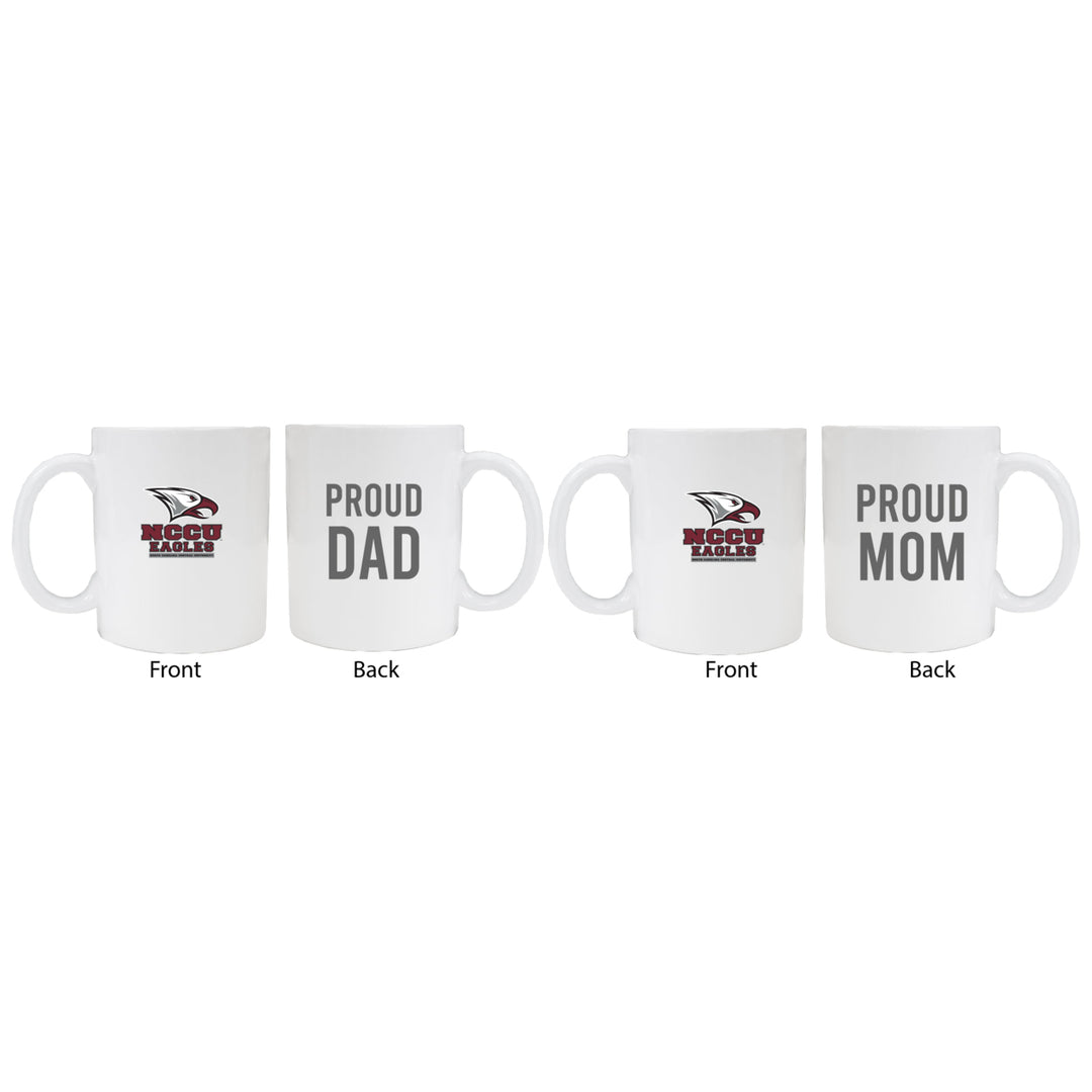 North Carolina Central Eagles Proud Mom And Dad White Ceramic Coffee Mug 2 pack (White) Image 1