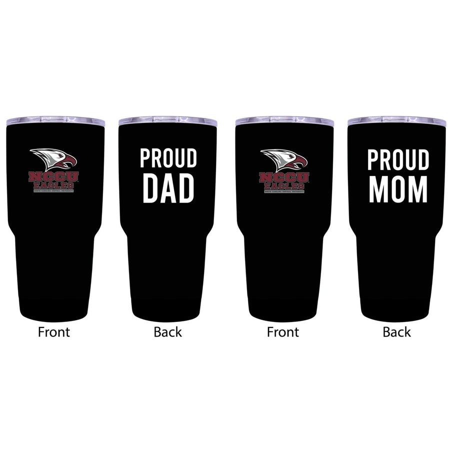 North Carolina Central Eagles Proud Parent 24 oz Insulated Tumblers Set - Black Mom and Dad Edition Image 1