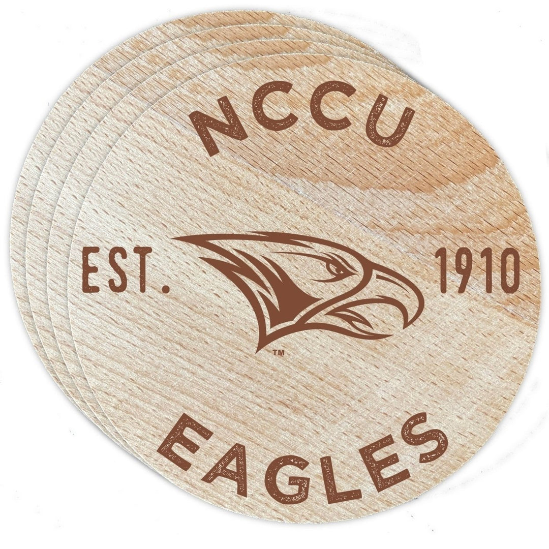 North Carolina Central Eagles Officially Licensed Wood Coasters (4-Pack) - Laser EngravedNever Fade Design Image 1
