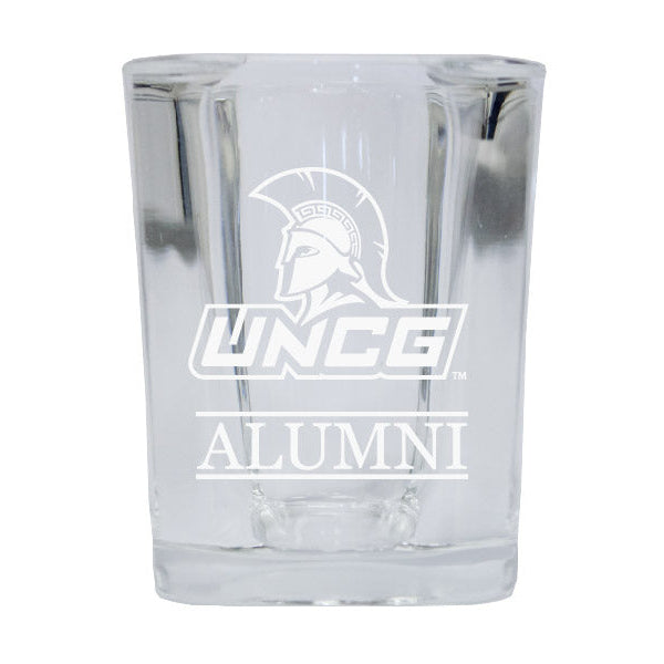 NCAA North Carolina Greensboro Spartans Alumni 2oz Laser Etched Square Shot Glass Image 1