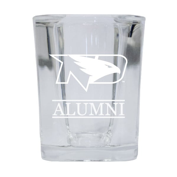 NCAA North Dakota Fighting Hawks Alumni 2oz Laser Etched Square Shot Glass Image 1