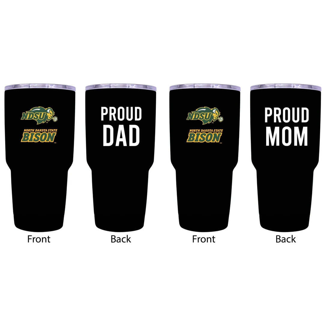 North Dakota State Bison Proud Parent 24 oz Insulated Tumblers Set - Black Mom and Dad Edition Image 1