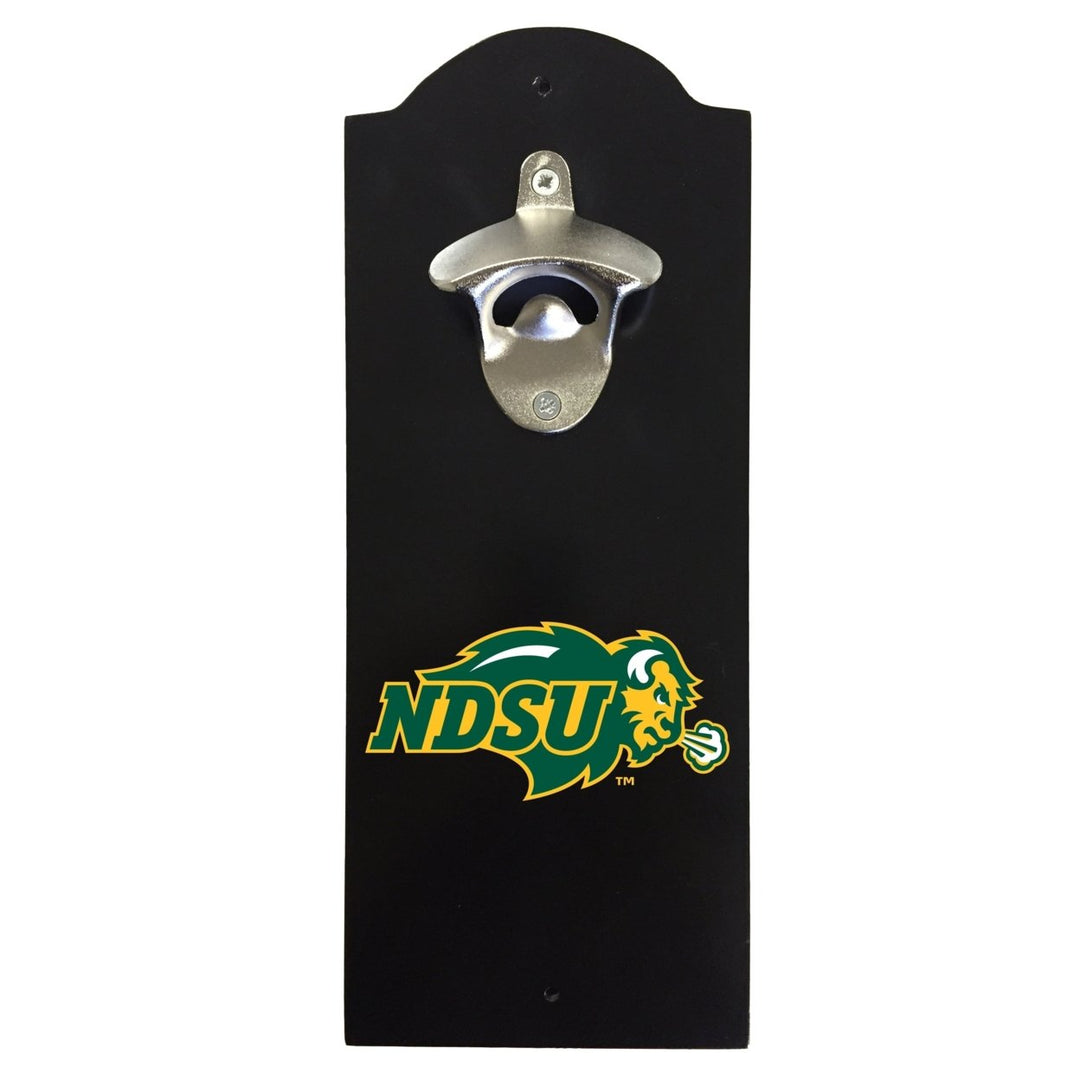 North Dakota State Bison Wall-Mounted Bottle Opener  Sturdy Metal with Decorative Wood Base for Home Bars Rec Rooms and Image 1