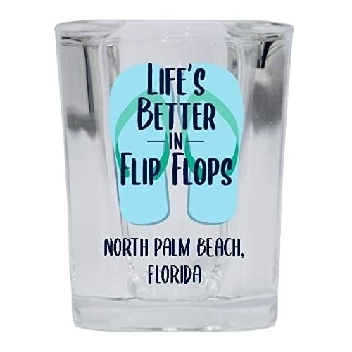 North Myrtle Beach South Carolina Souvenir 2 Ounce Square Shot Glass Flip Flop Design Image 1