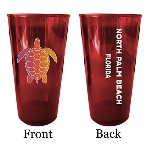 North Myrtle Beach South Carolina Souvenir 16 oz Red Plastic Pint Glass 4-Pack Image 1