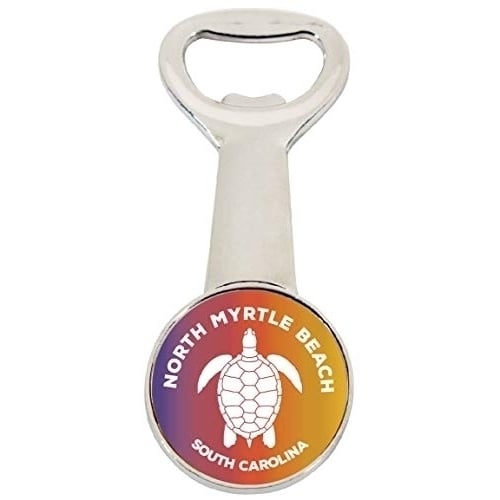 North Myrtle Beach South Carolina Rainbow Turtle Design Souvenir Magnetic Bottle Opener Image 1