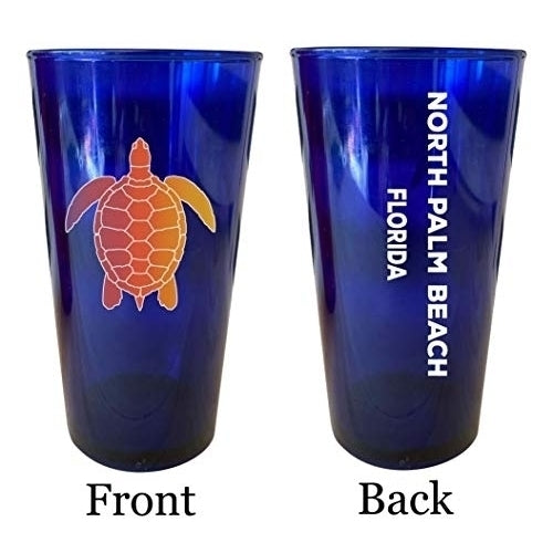 North Myrtle Beach South Carolina Souvenir 16 oz Blue Plastic Pint Glass 4-Pack Image 1