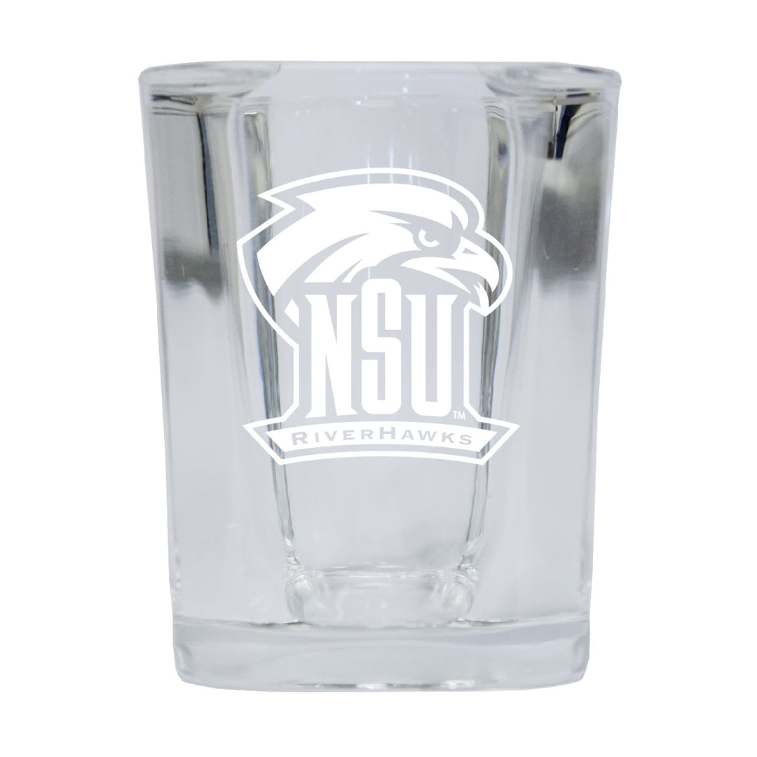 Northeastern State University Riverhawks NCAA Collectors Edition 2oz Square Shot Glass - Laser Etched Logo Image 1