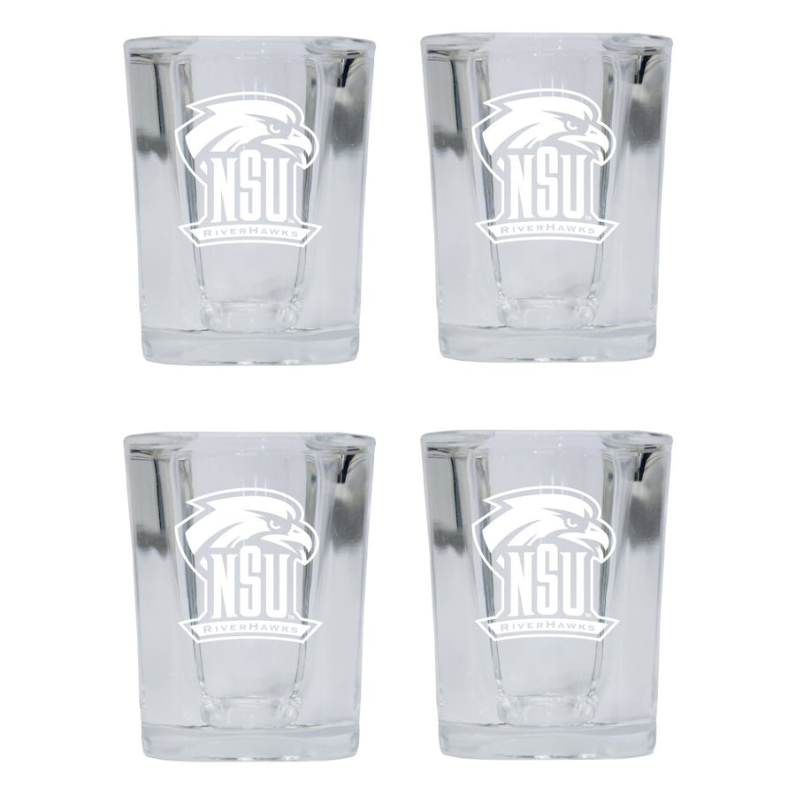 Northeastern State University Riverhawks NCAA Collectors Edition 2oz Square Shot Glass - Laser Etched Logo 4-Pack Image 1