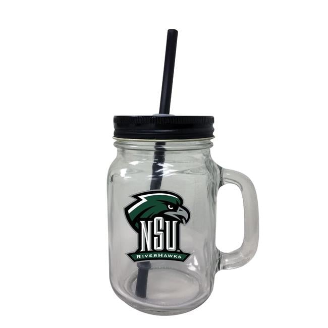 Northeastern State University Riverhawks Mason Jar Glass Image 1