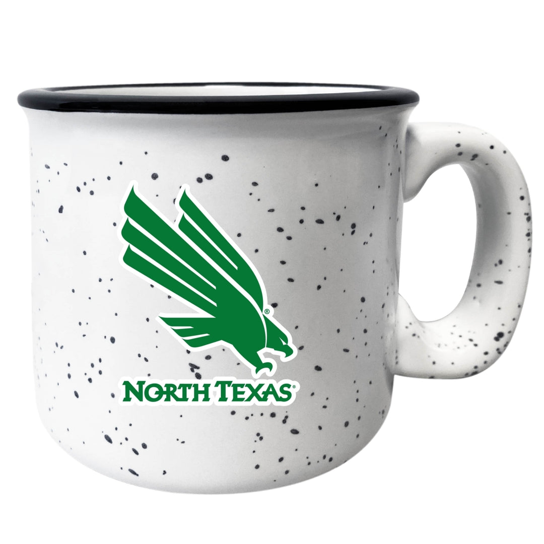 Northeastern State University Riverhawks Speckled Ceramic Camper Coffee Mug White (White). Image 1