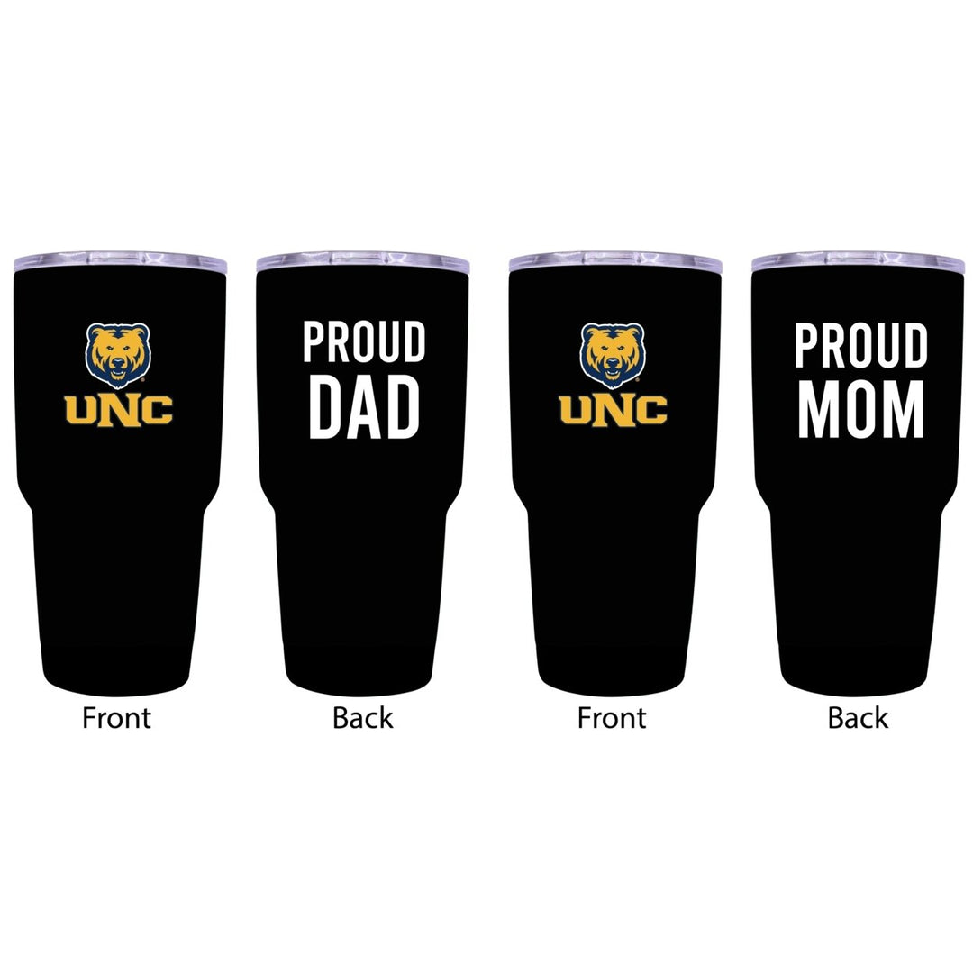 Northern Colorado Bears Proud Parent 24 oz Insulated Tumblers Set - Black Mom and Dad Edition Image 1