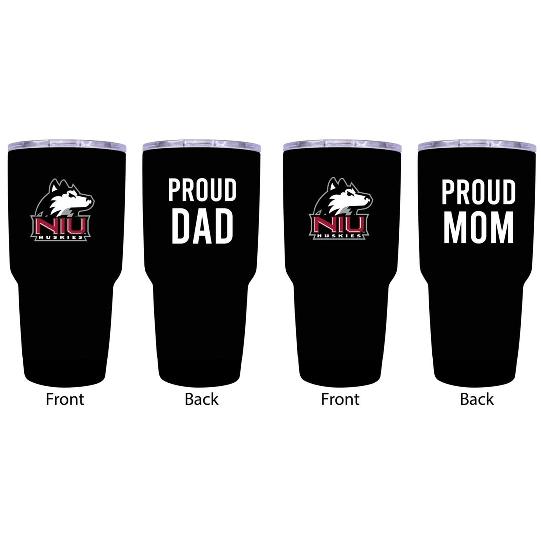 Northern Illinois Huskies Proud Parent 24 oz Insulated Tumblers Set - Black Mom and Dad Edition Image 1