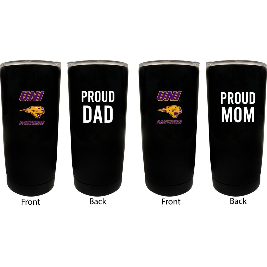 Northern Iowa Panthers NCAA Insulated Tumbler - 16oz Stainless Steel Travel Mug Proud Mom and Dad Design Black Image 1