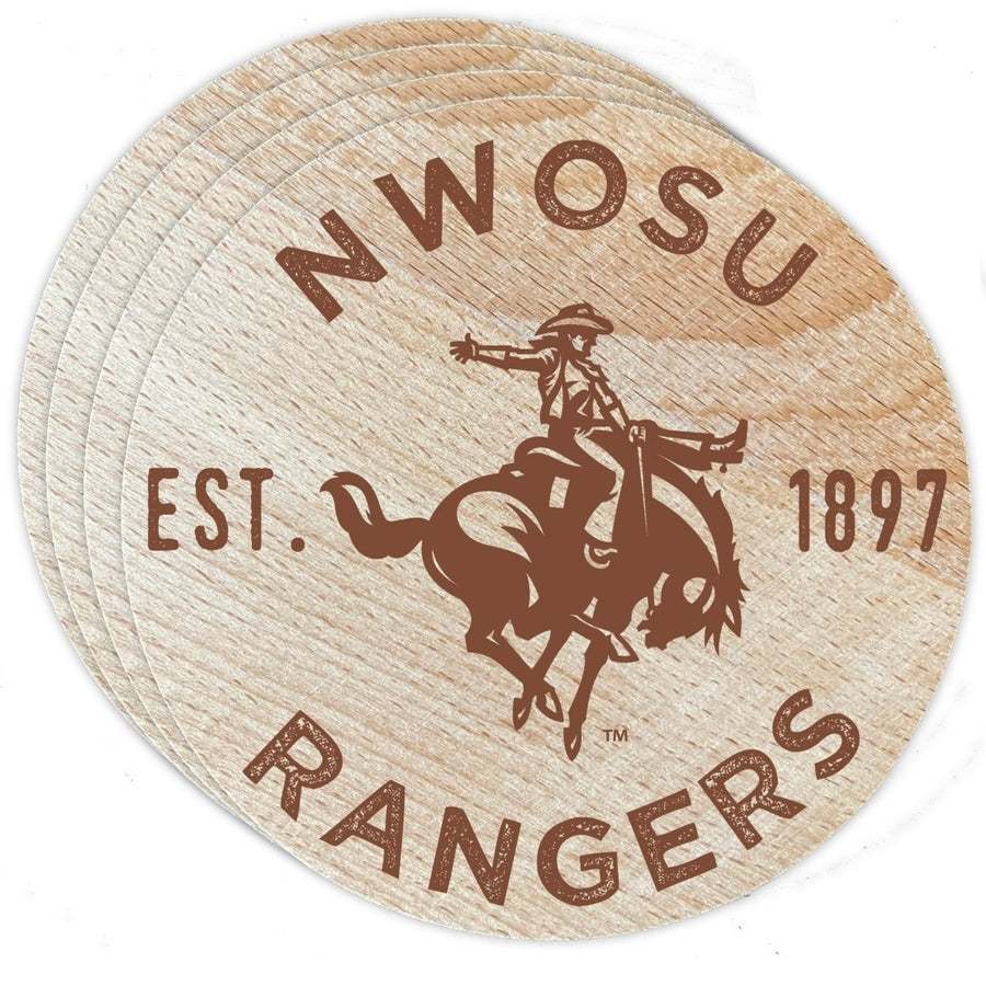 Northwestern Oklahoma State University Officially Licensed Wood Coasters (4-Pack) - Laser EngravedNever Fade Design Image 1