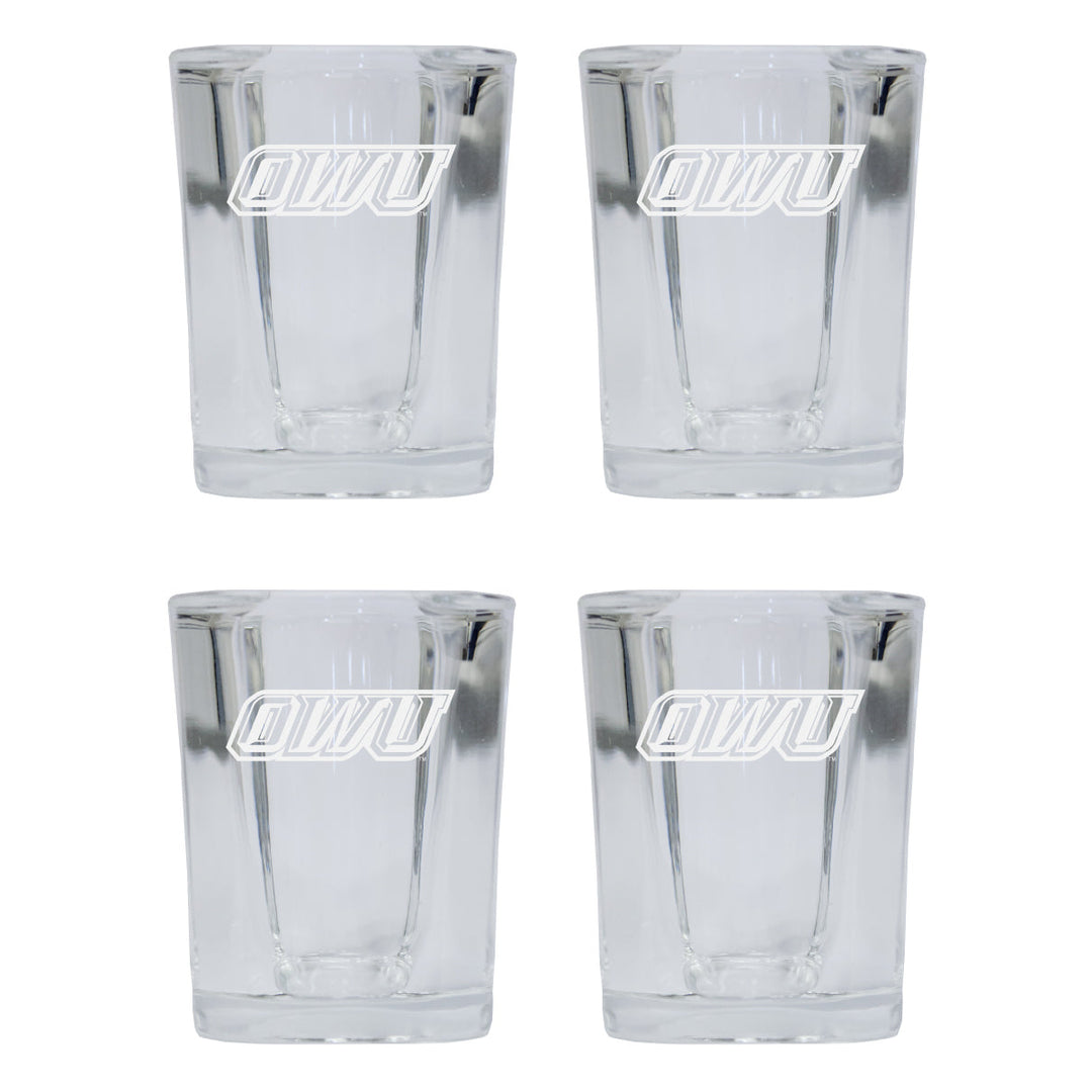 Ohio Wesleyan University NCAA Collectors Edition 2oz Square Shot Glass - Laser Etched Logo 4-Pack Image 1