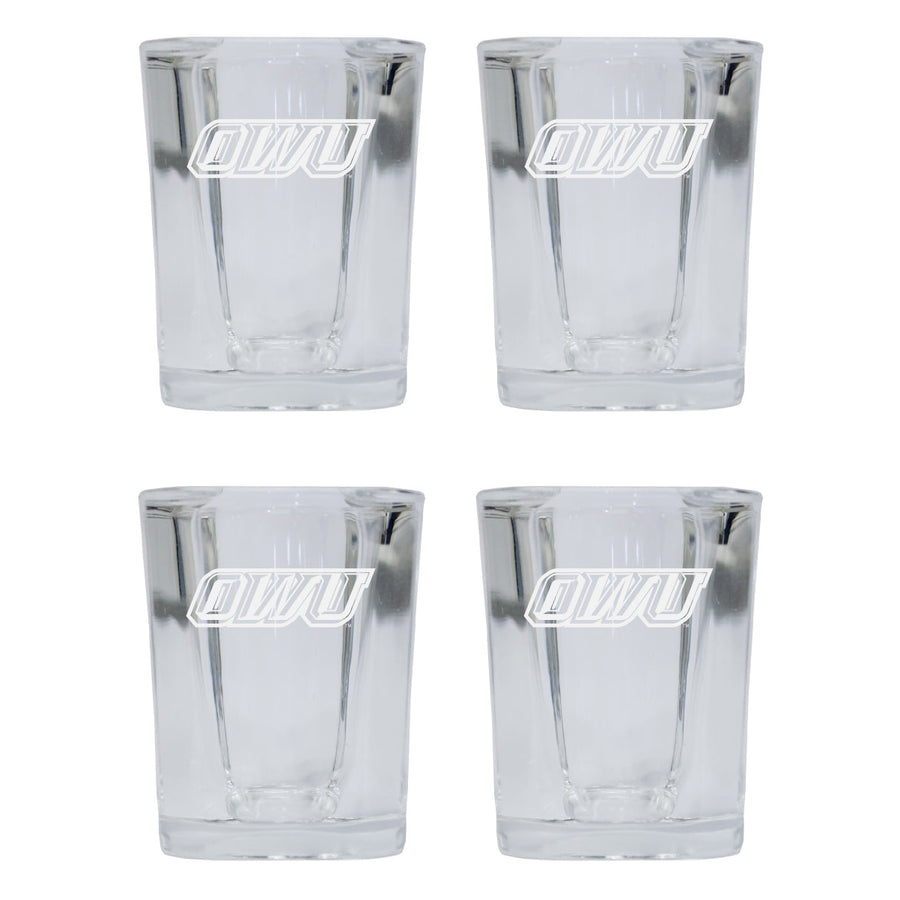 Ohio Wesleyan University NCAA Collectors Edition 2oz Square Shot Glass - Laser Etched Logo 4-Pack Image 1