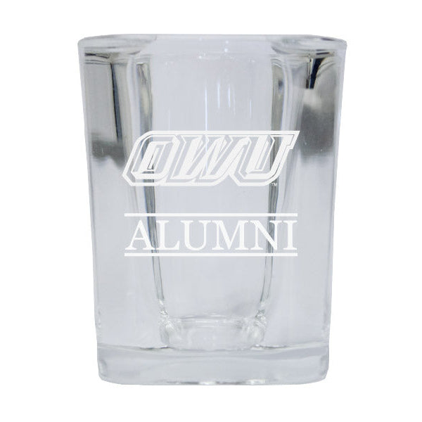 NCAA Ohio Wesleyan University Alumni 2oz Laser Etched Square Shot Glass Image 1