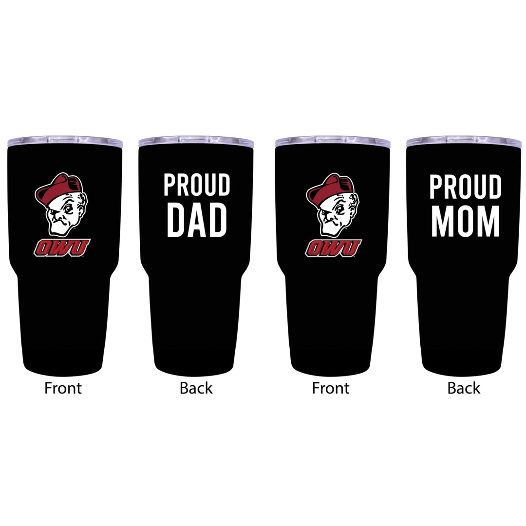 Ohio Wesleyan University Proud Parent 24 oz Insulated Tumblers Set - Black Mom and Dad Edition Image 1