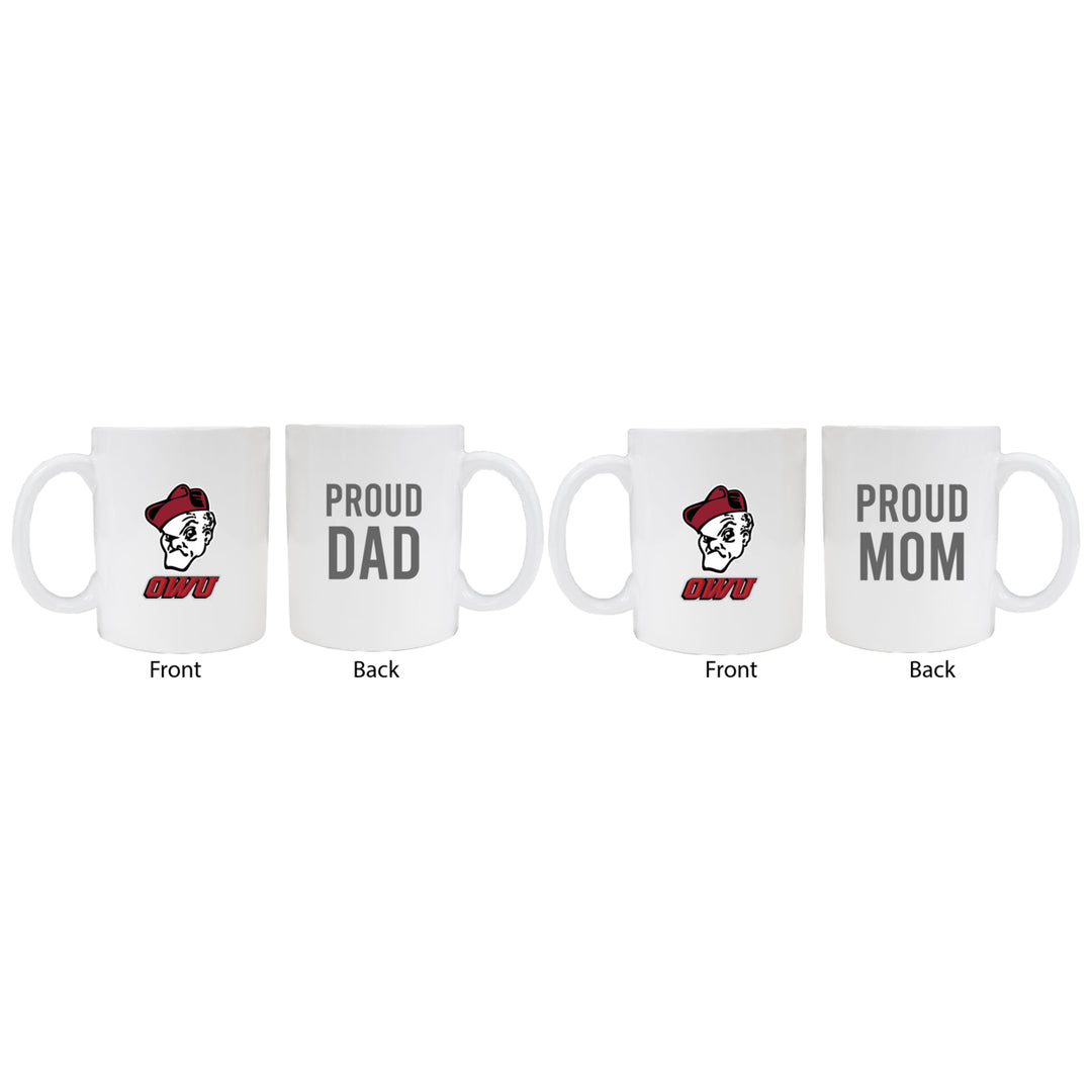 Ohio Wesleyan University Proud Mom And Dad White Ceramic Coffee Mug 2 pack (White) Image 1