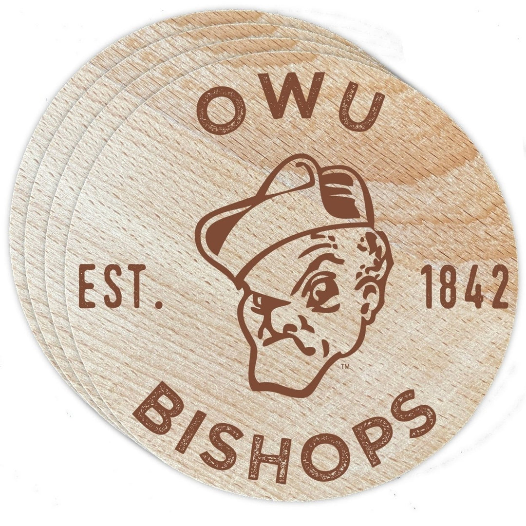 Ohio Wesleyan University Officially Licensed Wood Coasters (4-Pack) - Laser EngravedNever Fade Design Image 1