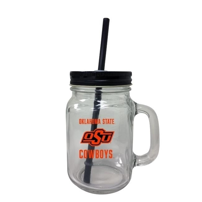 Oklahoma State Cowboys 16 oz Mason Jar Glass Image 1